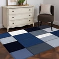 thumbnail image 4 of Blue Black Washable Area Rugs 2.7'x5', Geometric Abstract Color Block Plaid Modern Low Pile Throw Living Room Rug Non-Slip Sturdy Edge Binding Carpet for Indoor Entryway Bedside Kitchen, 4 of 9