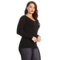 thumbnail image 2 of Lady's scoop Seamless Long Sleeve Top - Black, Plus Size, 2 of 5