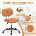 thumbnail image 5 of Resenkos Armless Home Office Chair Ergonomic Desk with Comfy Low Back Lumbar Support, Height Adjustable PU Leather Computer Task Chair with 360° Swivel Wheels, for Small Space, Kids and Adults, Orange, 5 of 7