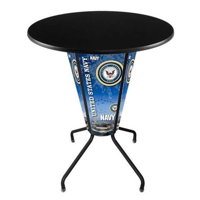 Holland Bar Stool L218B42NavyOD36RBlk Table de Pub Bleu Marine des États-Unis Éclairée