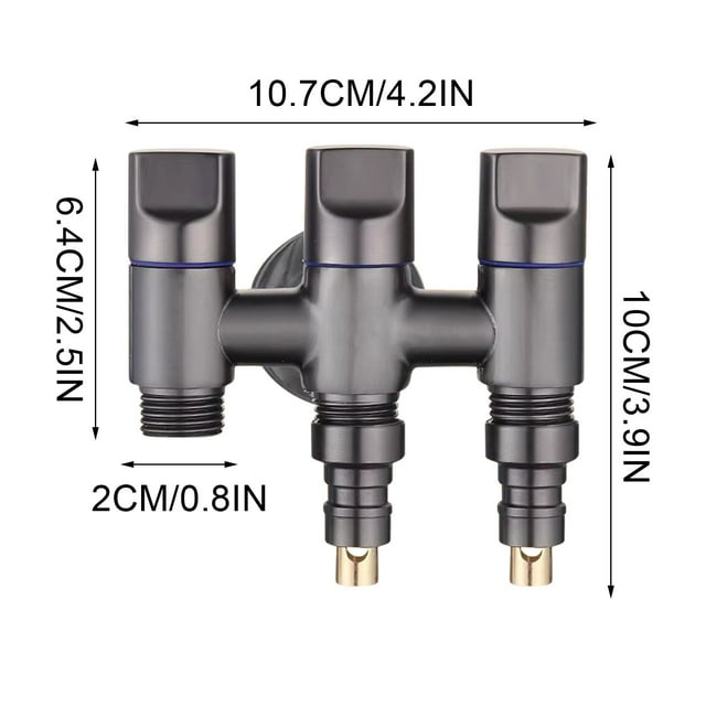 fheaev Stainless Steel One Inlet Three Angle Three Control Faucet Rust One-Inlet Three- Faucets Set