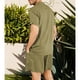 thumbnail image 4 of Conjunto de camisa de lino de algodón de manga corta para hombre, traje informal con botones, transpirable para playa OD verde XXL, 4 of 6