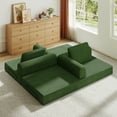 thumbnail image 7 of 79" Convertible Sofa Bed with Fixed-Shape Frame, Modular Folding Boneless Couch with Cylindrical Pillow, Corduroy Lounge Loveseat with Pull Out Bed, No Assembly Required, Jade, 7 of 7