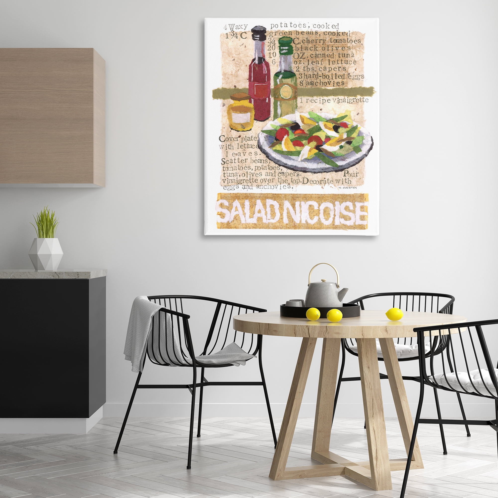 Stupell Industries Salad Nicoise Recipe Food & Beverage Painting Gallery Wrapped Canvas Art Print Wall Art, 36 x 48