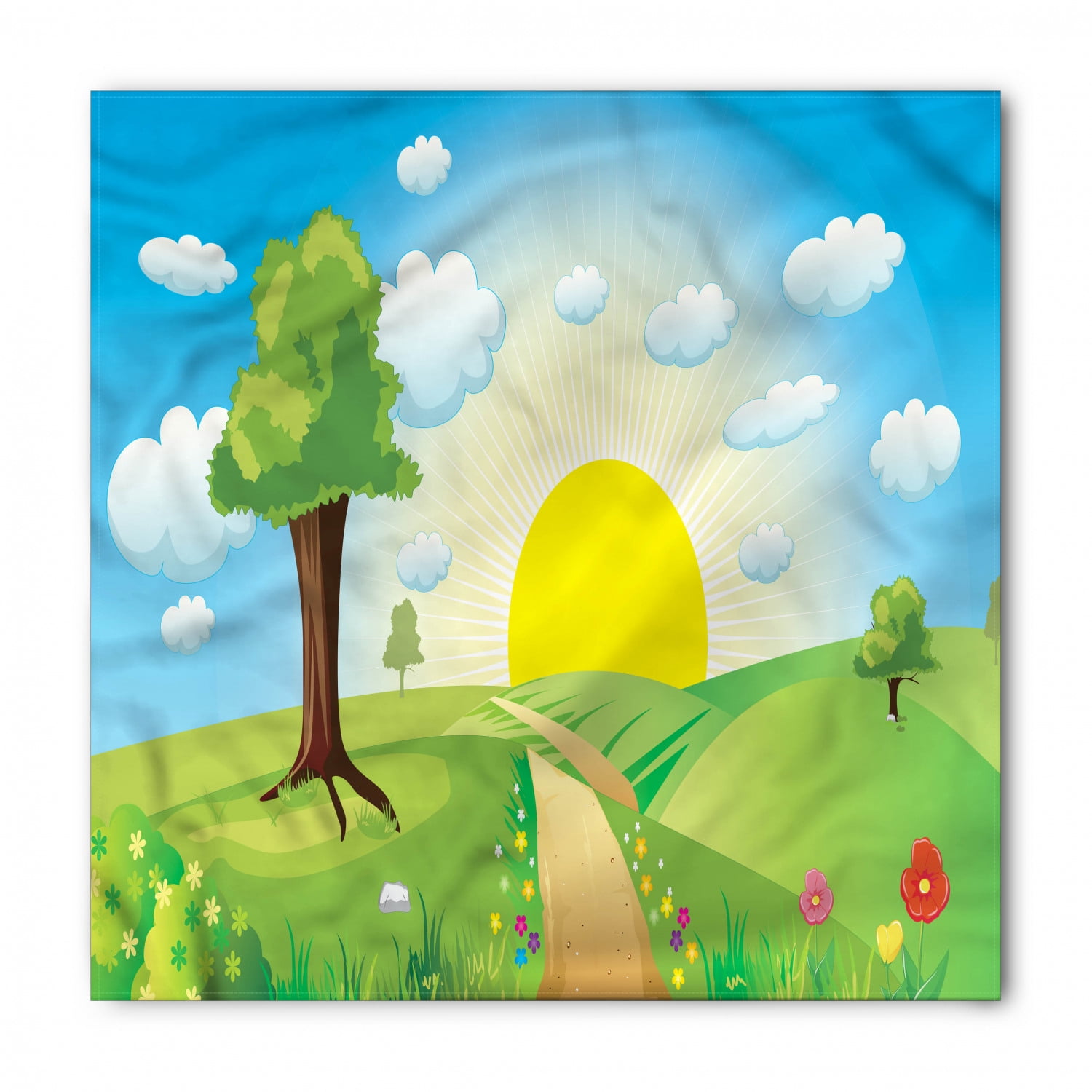 Country Bandana, Hills Sunrise Landscape, Unisex Head and Neck Tie, by