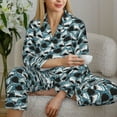 thumbnail image 6 of Daiia Angry Shark for Women's Long-Sleeved Pajama Set – Soft & Comfortable Sleepwear Button-Up Pajamas Cozy Lounge Wear-Large, 6 of 7