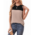 thumbnail image 2 of Women Casual Summer Round Neck Colorblock Sleeveless Tank Top Black+ L, 2 of 7