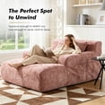 thumbnail image 4 of Homefun 61'' Oversized Chenille Chaise Lounge Chair,No Assembly Indoor Reading Sofa with 3 Pillows for Living Room Bedroom,Pink, 4 of 8