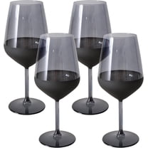 Modernist Home Dipped Wine Glasses, Set of 4, 16.5 oz, Smoke and Matte Black Lacquered Glass, Dishwasher Safe, Long Stem