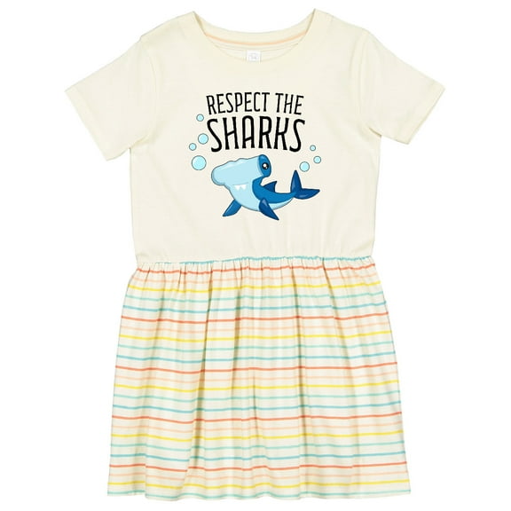 Inktastic Respect the Sharks Cute Hammerhead Shark Girls Toddler Dress