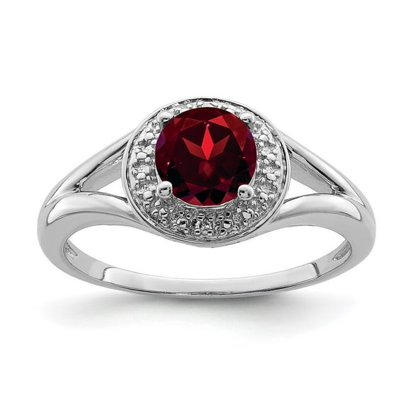 Auriga Fine Jewelry 925 Sterling Silver 1ct Round Cut Garnet and Diamond Engagement Ring Size 7 for Women