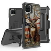 ANJ  Rugged Hybrid Shockproof Case w/Kickstand   Holster Clip Card Slot Cover for Samsung Galaxy A12 (2021 Release) - American Buck