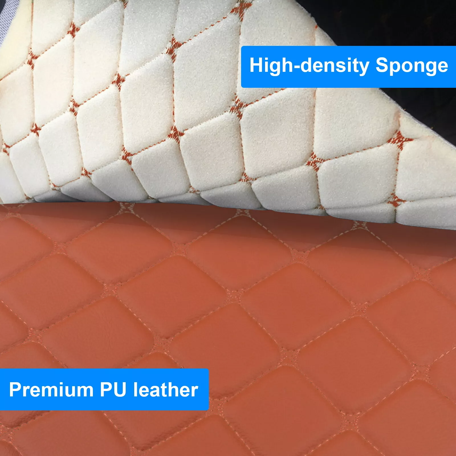 Telimocy 59" W Vinyl Faux Leather Fabric Diamond Quilted with 6mm Foam Backing for Car Headliner Upholstery DIY Furniture Decoration, Brown, Sold by Yard