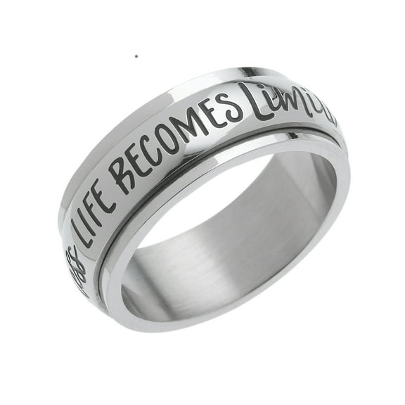 Women's Men's Spinner Ring - Life Becomes Limitless Once You Become Fearless Inspirational Ring Fidget Spinner Anxiety & Stress Relief