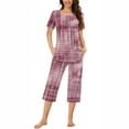 thumbnail image 1 of Rbaofujie Ensemble de Pyjama Short pour Femme, Col Rond, Imprimé, T-Shirt de Nuit à Manches Courtes et Ensemble Pantalon, Tenue d'Intérieur, Pyjamas avec Poches, Ensemble de Pyjama, 1 of 6