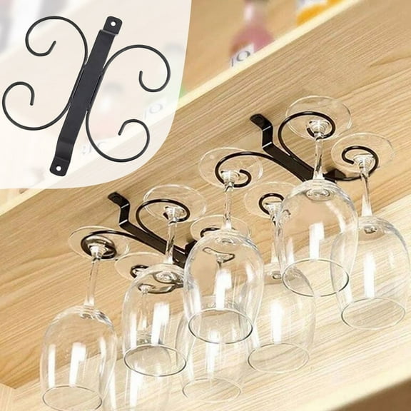 Bifavgk Metal Under Cabinet Rack Suspended Hanging Ceiling Wine Glass Rack Stemware Holder Holds Up To 4 Glasses Vintage Stainless Steel Wall Wine Rack Cup Holder Expander Wine Rack For Inside Cabine