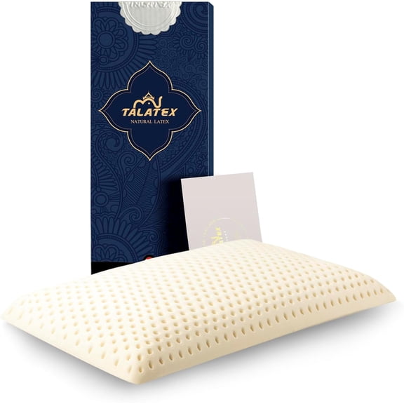 Talatex 100% Natural Thin Latex Pillow - Pressure Relieving, 3 Sizes, Breathable Design