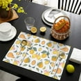 thumbnail image 3 of Bright Lemon Fruit Placemats, Set of 6, Wrinkle Free Heat Resistant Linen Table Mats, Cute Yellow Citrus and Flower Print for Summer Dining or Lemon Themed Events, 3 of 5