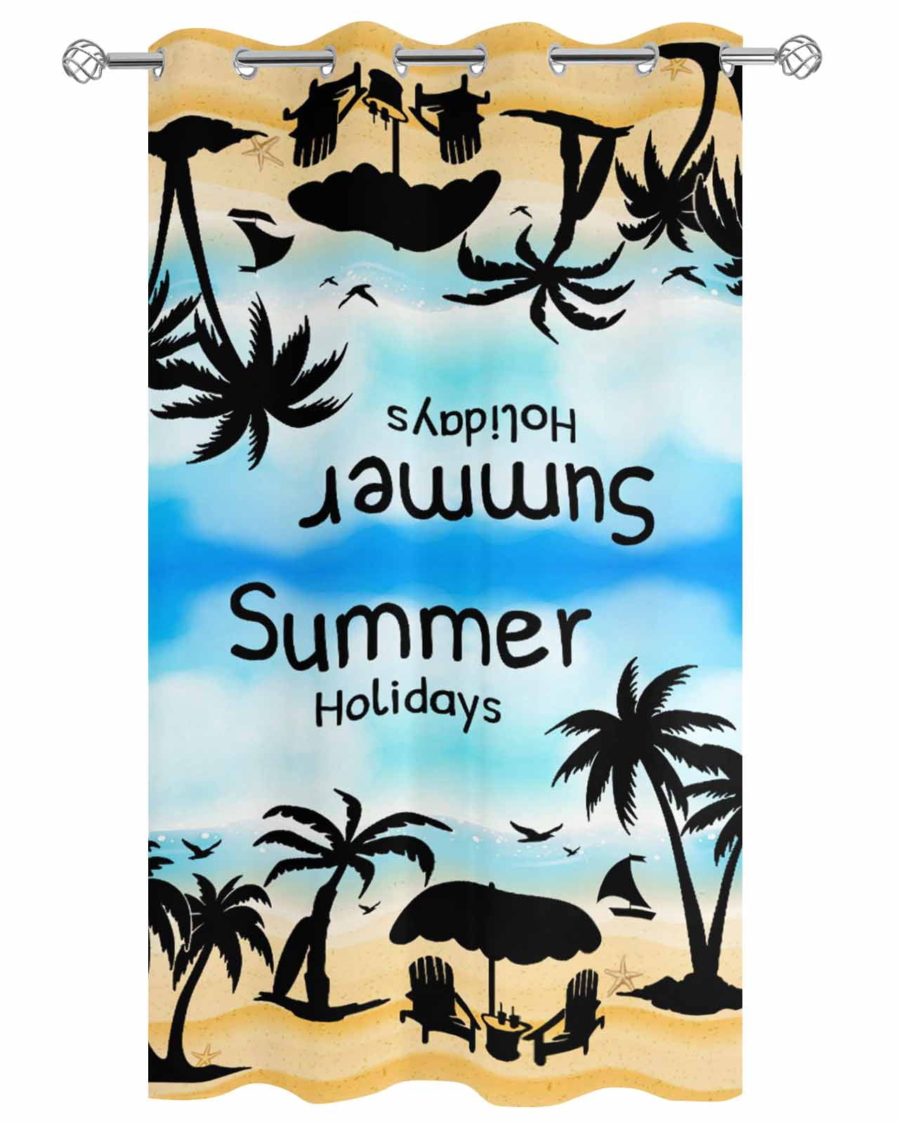 nqOlkjepod Outdoor Curtains for Patio Waterproof, Palm Trees Silhouette Outdoor Privacy Panels Grommet, Summer Coastal Vacation Blackout Outside Curtains for Porch/Cabana/Pergola 54"x95", 1 Panel