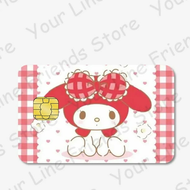 Pegatinas Kawaii Sanrioed My Melody Littletwinstars Diy para tarjetas, pegatinas impermeables de Anime para tarjetas de juego de crédito pequeñas, cubierta de película de piel