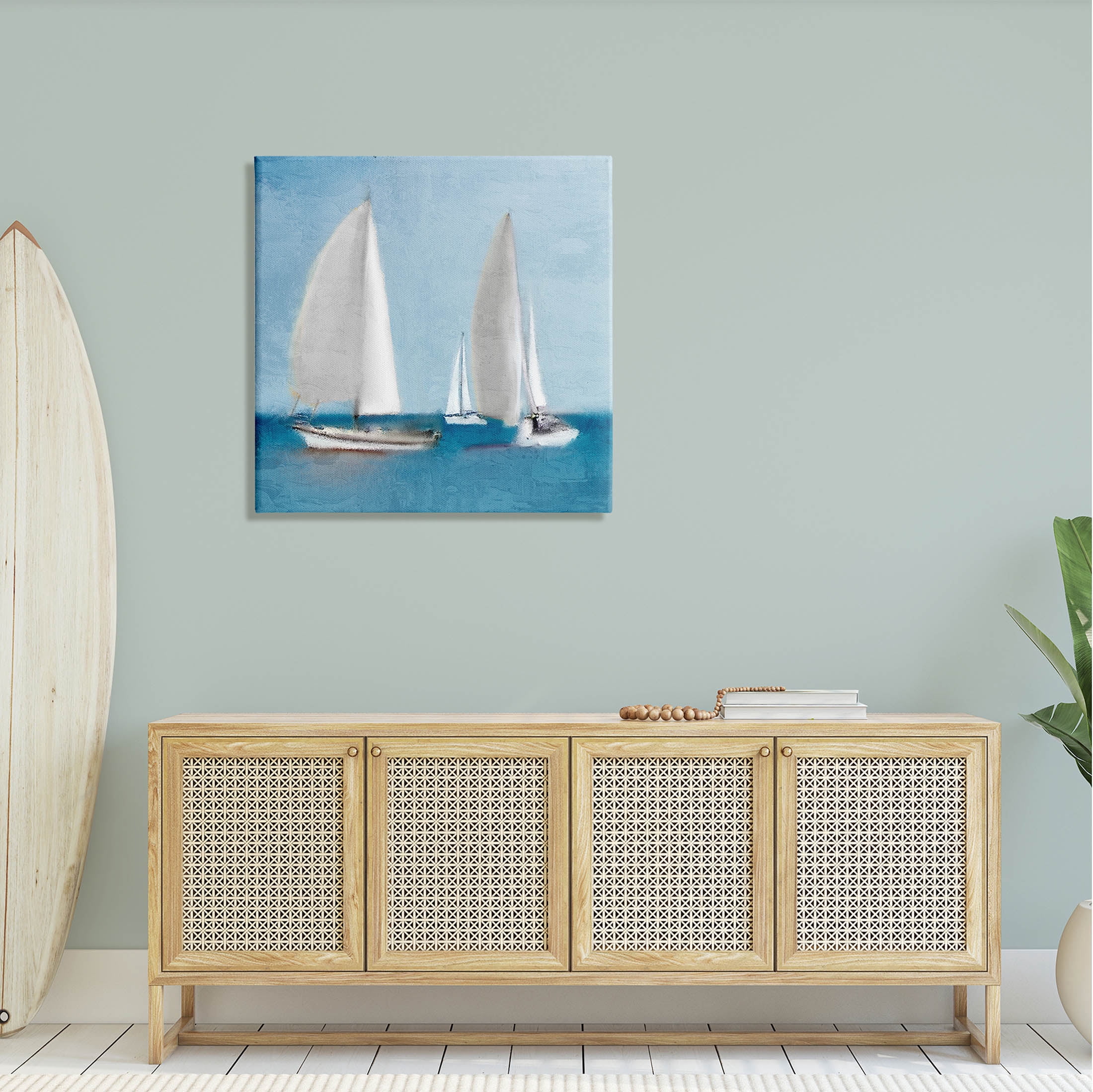 Stupell Industries Sailboats Drifting Nautical Ocean Scene Graphic Art Gallery Wrapped Canvas Print Wall Art, Design by Kim Allen