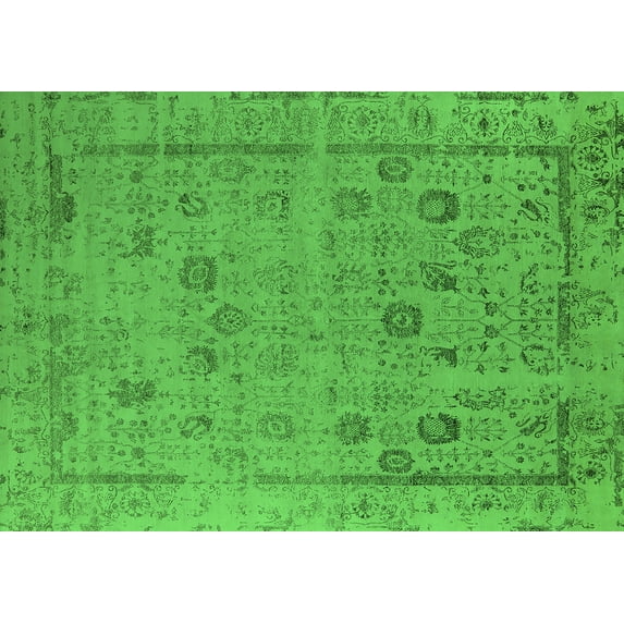 Ahgly Company Indoor Rectangle Oriental Green Industrial Area Rugs, 7' x 10'