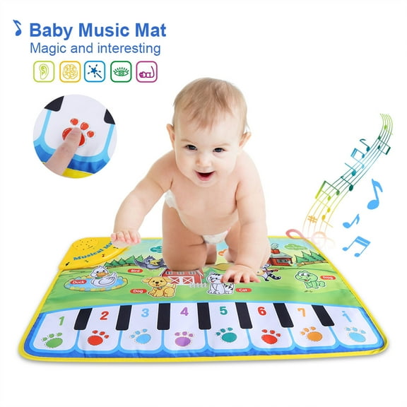 Wrvxzio Baby Musical Play Mat Children Animal Crawling Blanket Kids Boys Girls Indoor Piano Carpet Playmat Educational Music Toy Birthday Easter Day Christmas Gifts