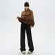 thumbnail image 2 of Pantalones deportivos holgados para mujer, Pantalón de algodón y lino gris, informal, adelgazante, versátil, pierna ancha, Otoño e Invierno, 2 of 5