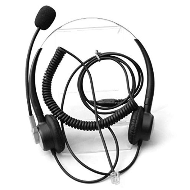 Comdio Wired Binaural Call Center RJ9 Telephone Headset Headphones with Noise Canceling