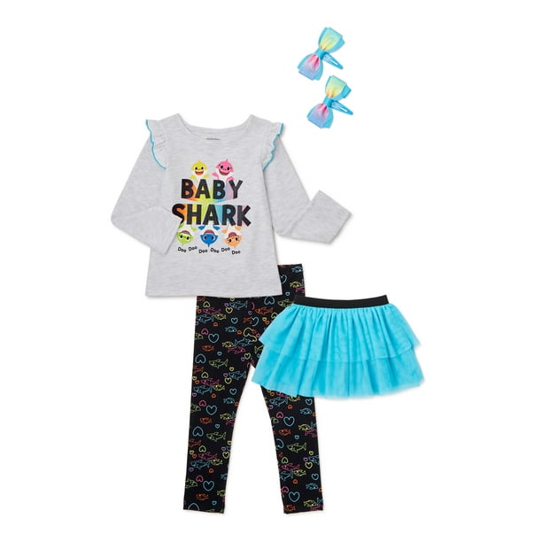 Baby Shark Baby Shark Baby Toddler Girl Long Sleeve Top, Tutu Skirt