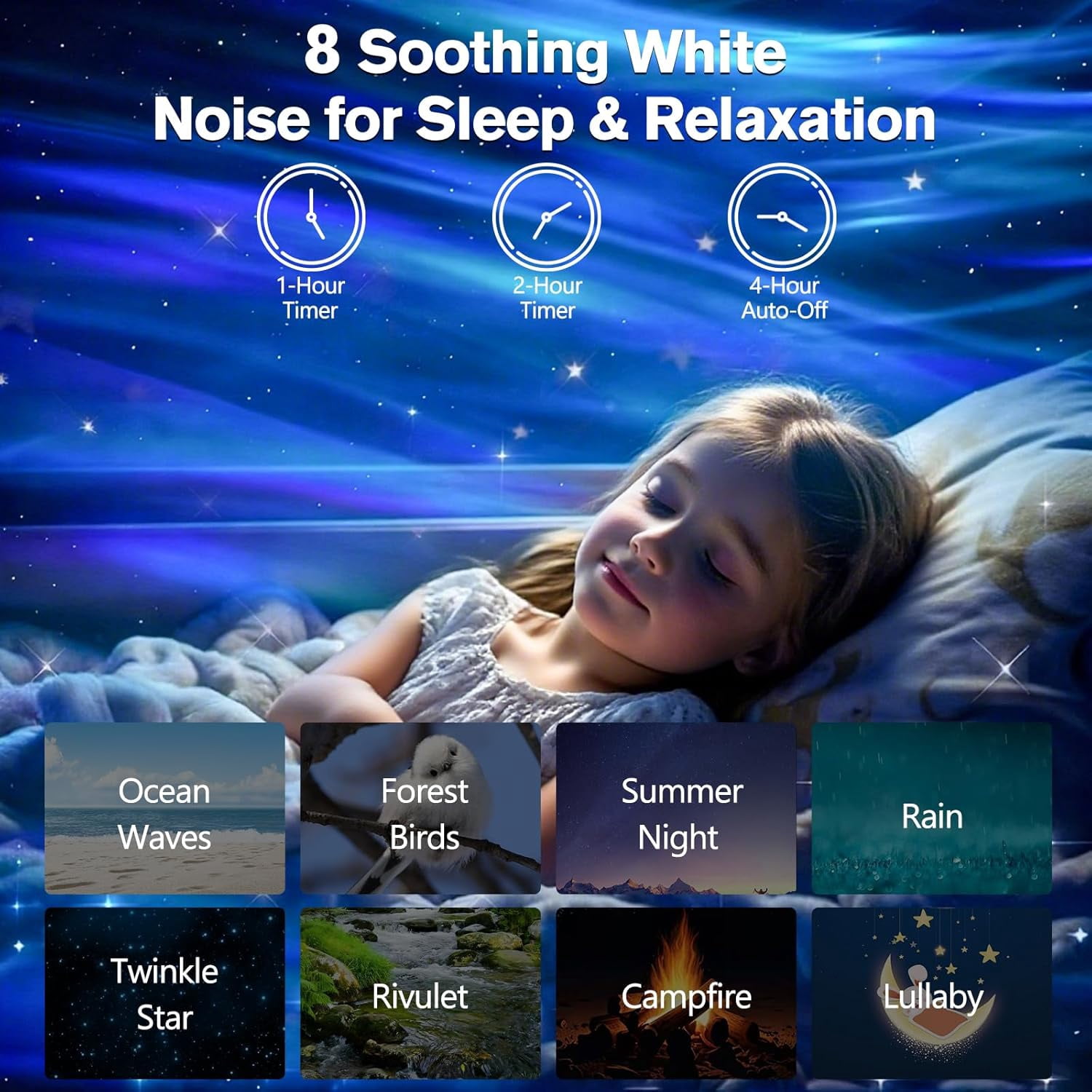 Northern Galaxy Light Aurora Projector, Starry Nebula LED Night Light with 33 Lighting Effects, Bluetooth Music Speaker & White Noise Machine, Kids/Adults Room Decor for Parties, Gaming, Sleep