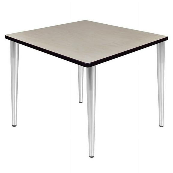 42 in. Kahlo Square Tapered Leg Table, Maple & Chrome