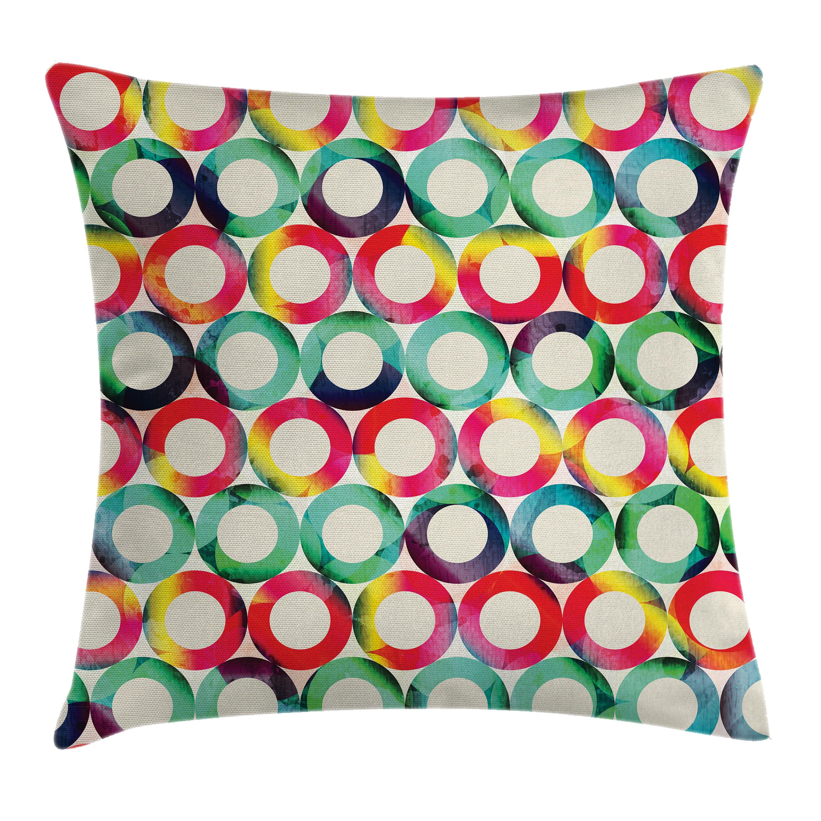 Geometric Circle Decor Throw Pillow Cushion Cover, Vibrant Style