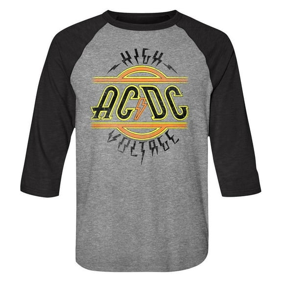 AC/DC High Voltage Premium Heather/Vintage Black Adult Raglan Baseball T-Shirt