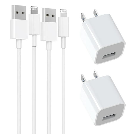 [Apple MFi Certified] iPhone Charger, 2Pack 6.6FT Lightning to USB Fast Charging Data Sync Cable & 2Pack USB Wall Quick Charge Travel Plug Compatible with iPhone 14/13/12/11/XS/XR/X 8/iPad/AirPods