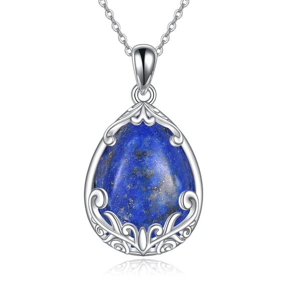 YAFEINI Lapis Lazuli Necklace for Women Sterling Silver Filigree Necklace Lapis Lazuli Jewelry Gift for Women (lapis lazuli)