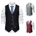 thumbnail image 1 of Qertyioot Independence Day Men Solid Fashion Retro Have Pockets Button V-neck Tanks Tops Blouse, 1 of 9