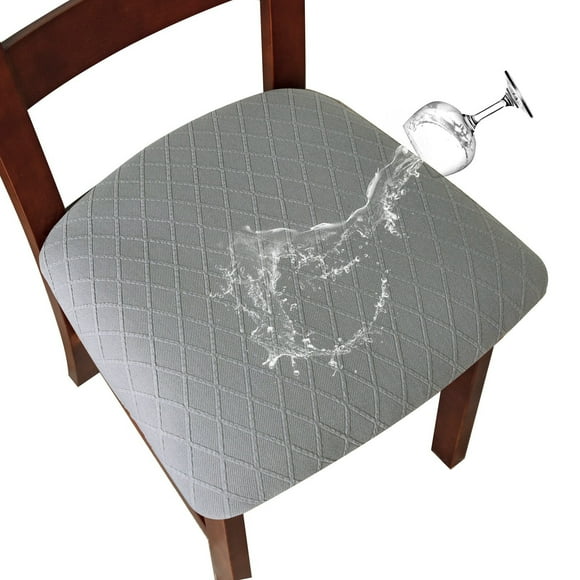 Nvzi Funda impermeable para silla de comedor, apta para sillas jacquard, desmontable, juego de 2 piezas, gris claro.