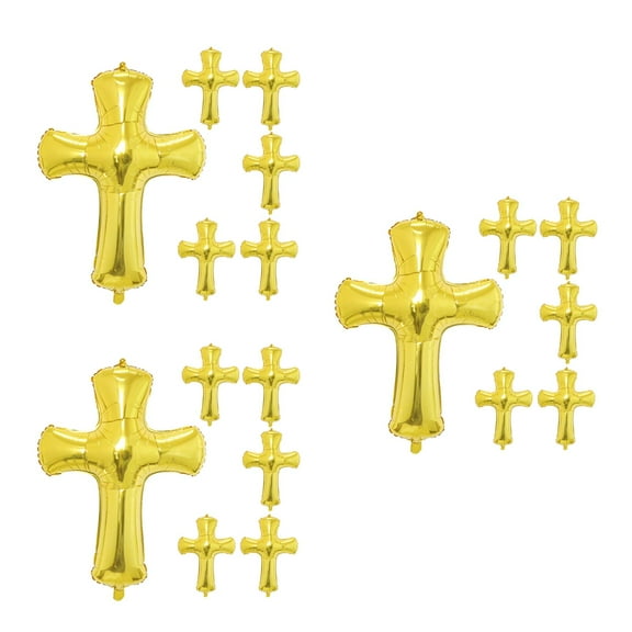 MLINS 18 pcs  Cross Balloons for Baptism Baby Shower Decorations Aluminum Foil Balloons Cross Shape Balloon Decorative Balloons Baby Christening Foil Balloon for Party