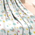 thumbnail image 3 of White Cartoon Rainbow Cloud Star Heart Pattern Blanket,Comfortable Soft Flannel Throw Blanket,All Season,Warm Lightweight Blankets for Sofa Bed Couch Living Room Chair,30"x40", 3 of 4