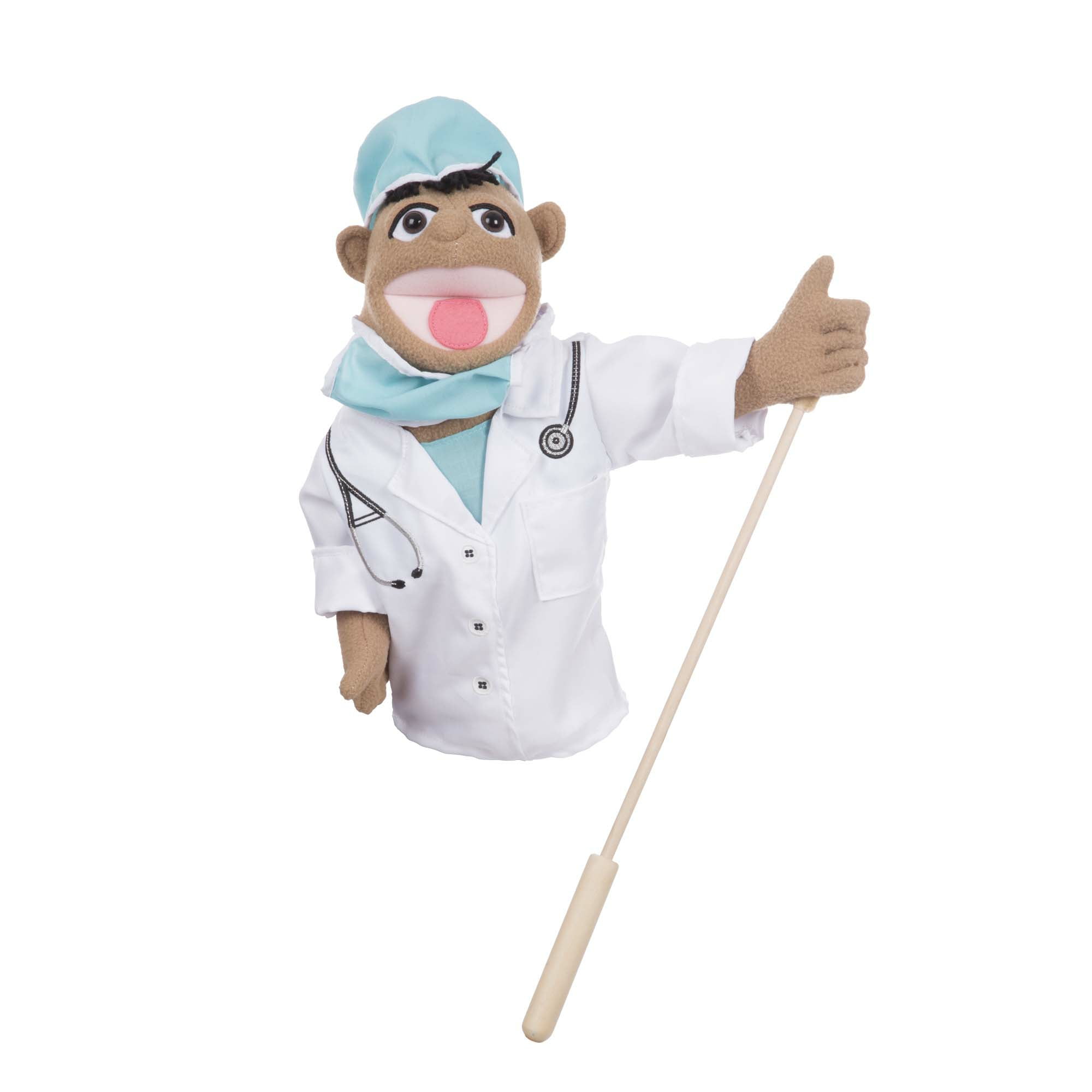 Melissa & Doug Surgeon Puppet With Doctor Scrubs and Detachable Wooden Rod  for Animated Gestures