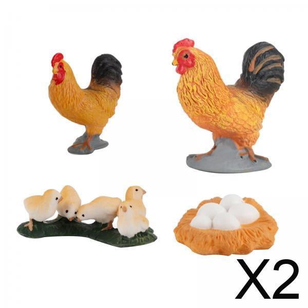 2xPlastic CHICKEN Ciclo De Vida 4 Juguete Educativo De Aprendizaje Gallo