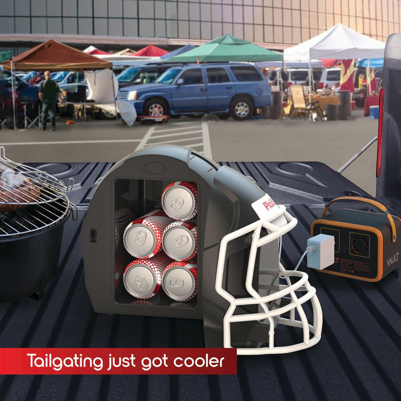 Ionchill PickSix Game Cooler, New Standard Door Portable Football Helmet Mini Fridge Beverage Cooler, 13.75in