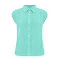 thumbnail image 5 of Duoif Womens Shirts Women's Elastic Cuffs Cotton Linen Button up Shirt for Daily Casual Commuting Womens Tops Mint Green XL, 5 of 7