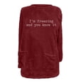 thumbnail image 4 of WREESH Womens Fashion Sweatshirt Fuzzy Fleece Crewneck Sweatshirt Print Pullover Plus Size Long Sleeve Tops Round- Neck And Winter Loose Pocket Warm Blouse Tops Wine, 4 of 4