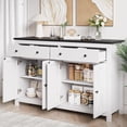Homfa 4-Doors with 2-Drawers Farmhouse Sideboard Cabinet, Wood Kitchen ...