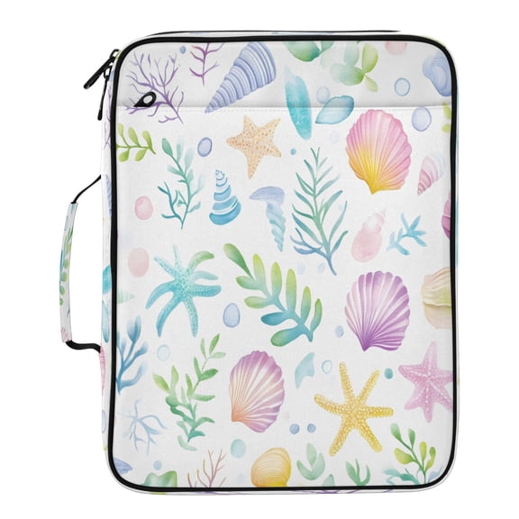 BZSMCE Seashells Starfish Seaweed Pattern Water-Resistant Filing Folder Binder Organizer Keeper 1.2 Inch 3-Ring 7-Pocket Expanding File