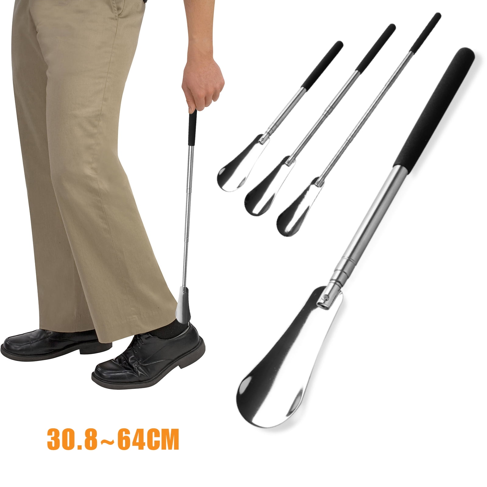 Pregnancy & People with Back Pain Shoe Horn Long Handled Made Professional Adjustable Handle Shoe By Stainless Steel Designed for Seniors 