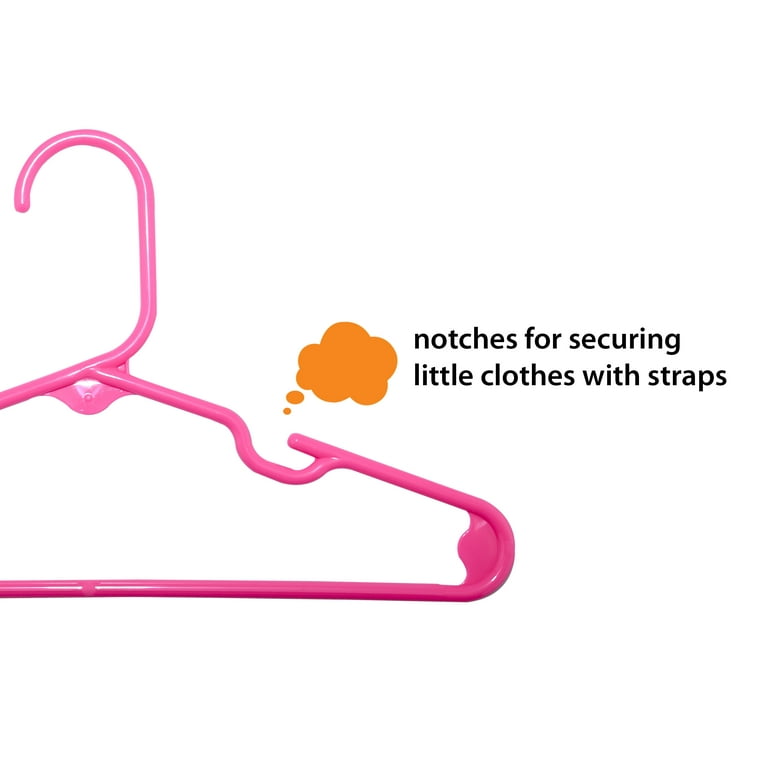Your Zone Children's Clothing Hangers, 10 Pack, Pink, Sizes Up to 8,  Durable Plastic 