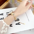 thumbnail image 4 of Dressy Chain Bracelet Compatible for Apple Watch Band 38mm 40mm 41mm, Elegant Bling Leaf Clover Chic Band for iWatch Series 9 8 7 6 5 4 3 2 1 SE Women Girls Wrist Strap, Gold/Color, 4 of 6